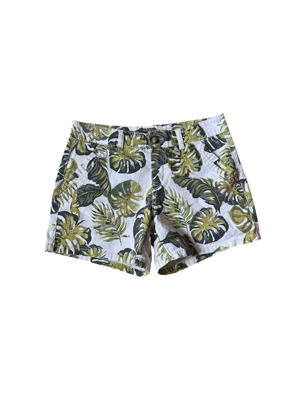 Spotted Tropical Palm Leaf Cotton Stretch Shorts Botanical Monstera Plant Mom 10